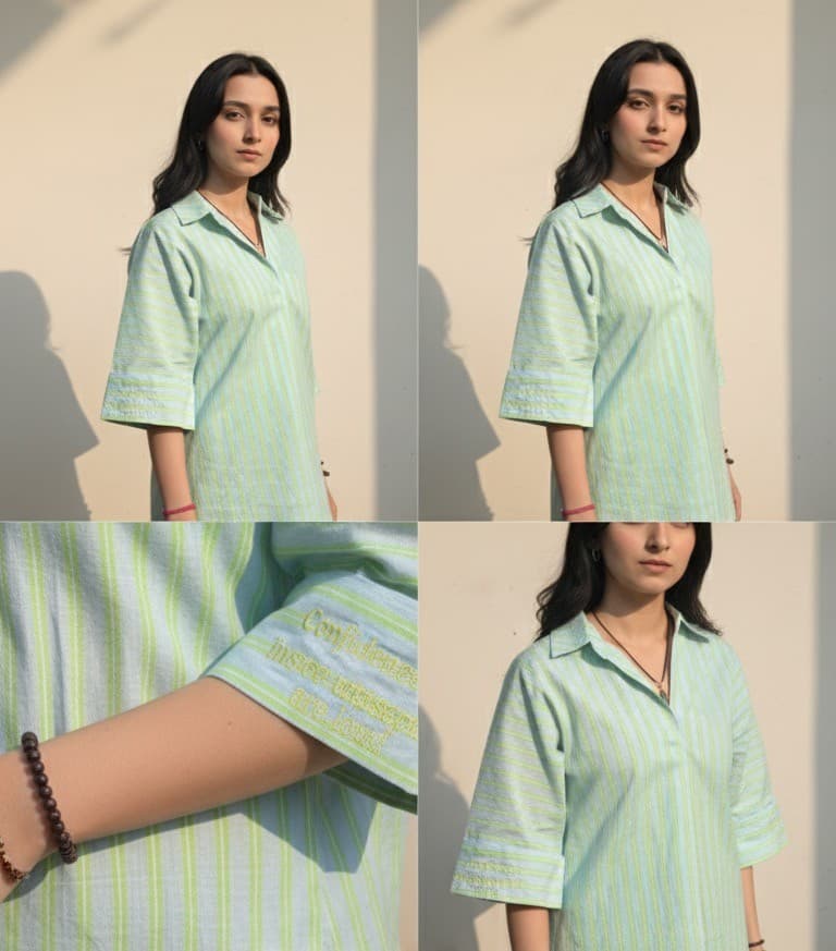 Green Striped Collar Shirt thumbnail 3