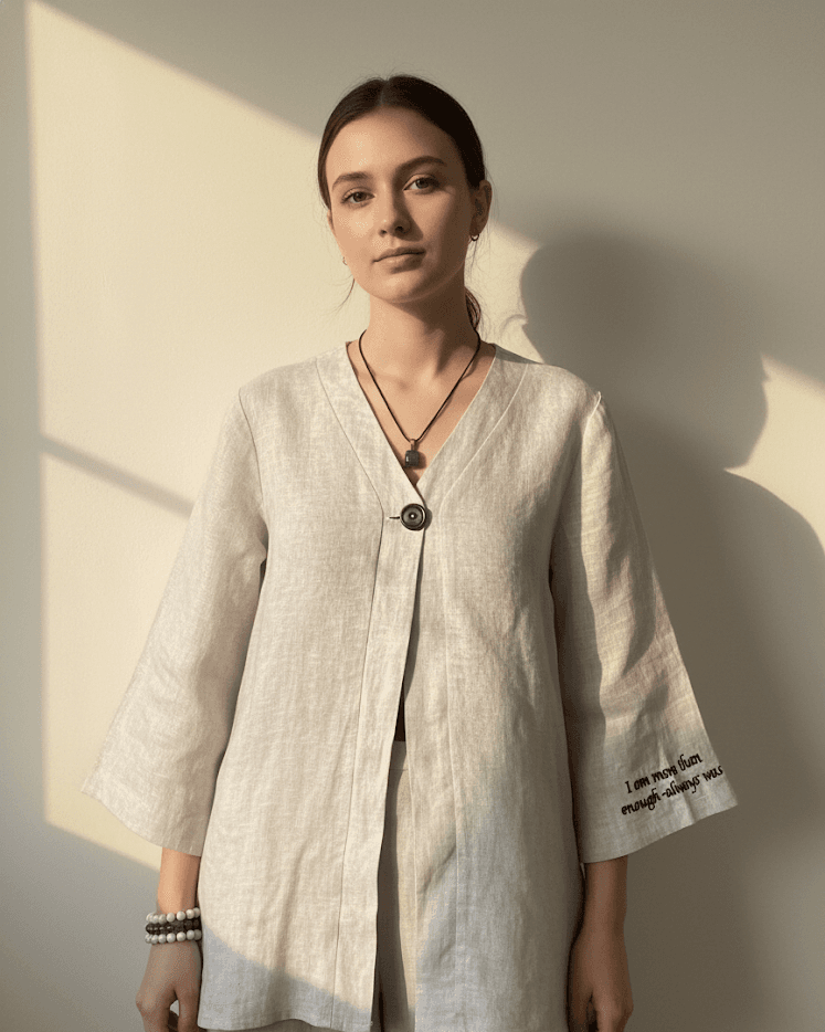 Natural Grey Linen Shrug thumbnail 2