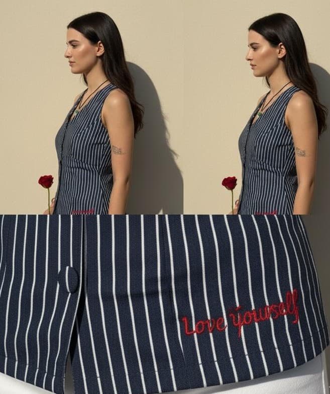 Striped Denim Halter Neck Top (Love Yourself) thumbnail 4