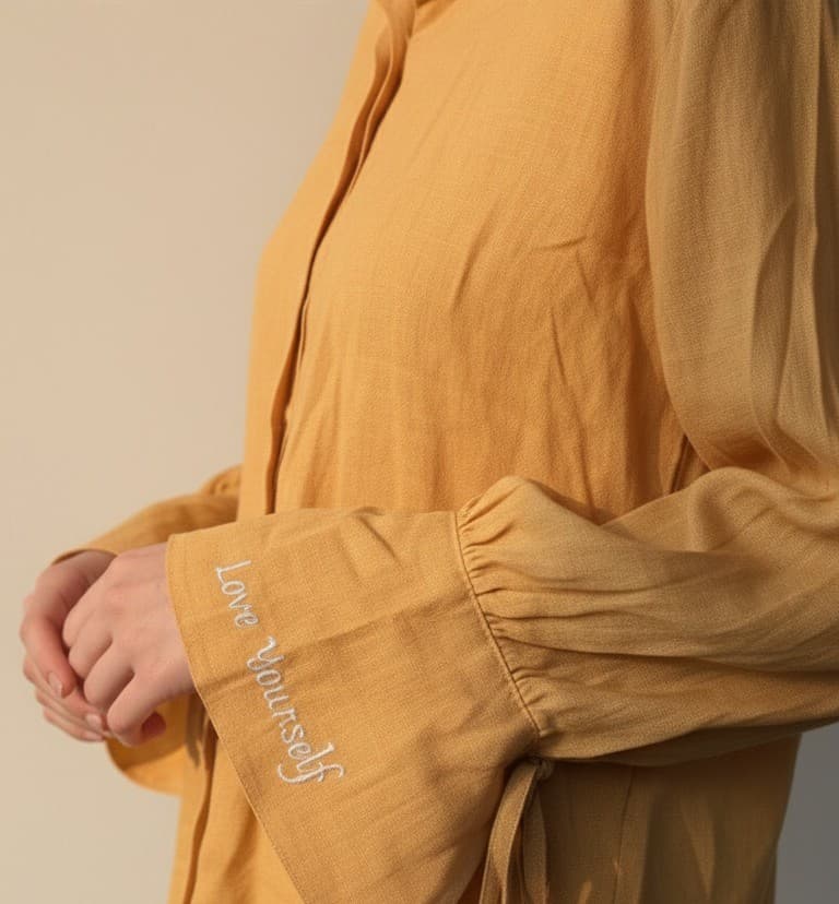 Sunshine Yellow Muslin-Linen Knot Cuff Shirt (Love Yourself) thumbnail 4