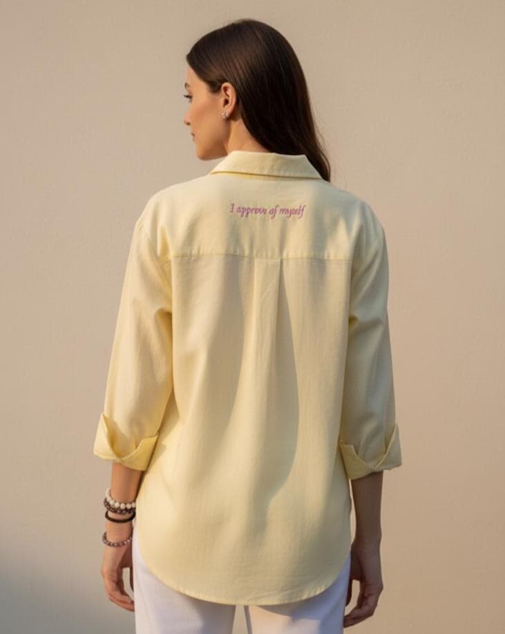 Butter Yellow Cotton Shirt — Tulip Affirmation thumbnail 2