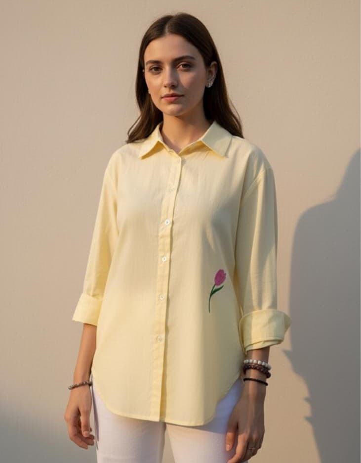 Butter Yellow Cotton Shirt — Tulip Affirmation