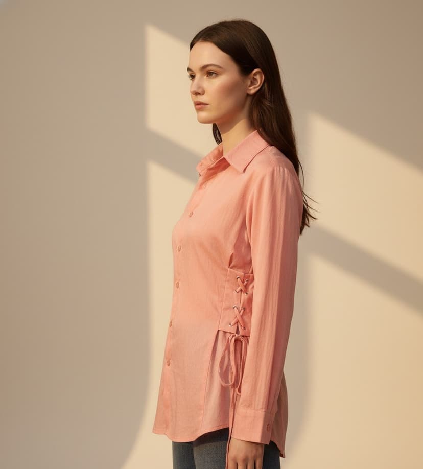 Side Drawstring Shirt (Peach)