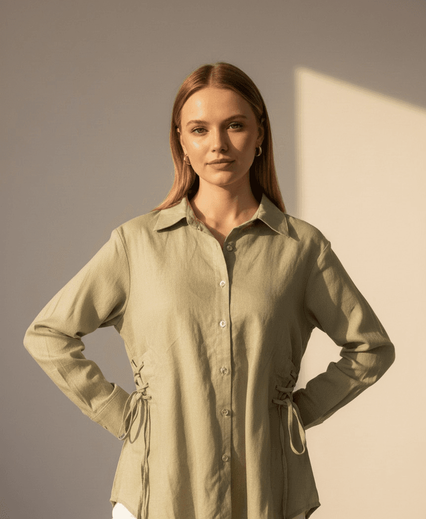 Side Drawstring Shirt (Green)