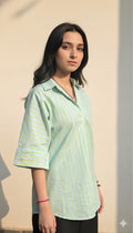 Striped Collar Shirt ( cotton)