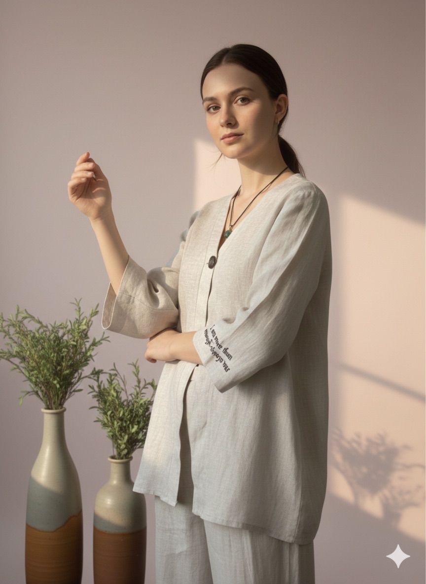 Natural Grey Linen Shrug