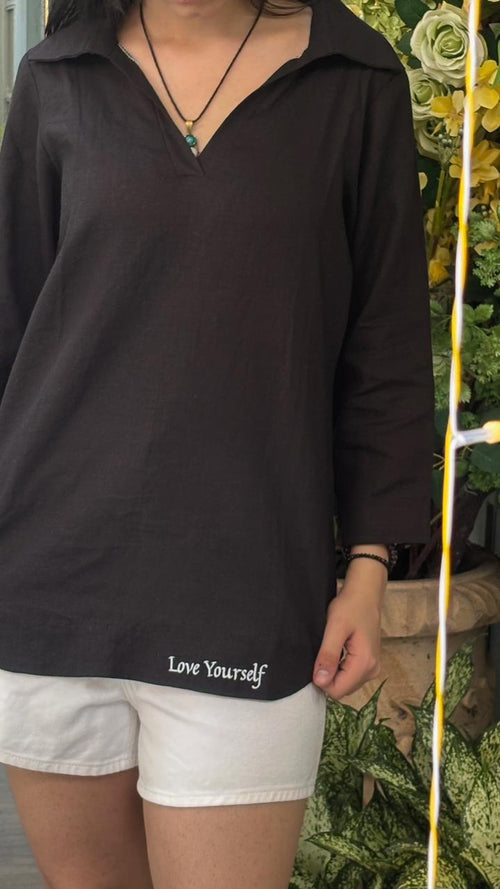Black Linen “Love Yourself” Shirt