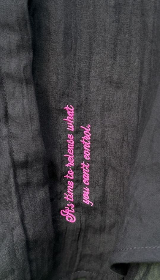 Navy Blue Muslin-Linen Knot Cuff Shirt