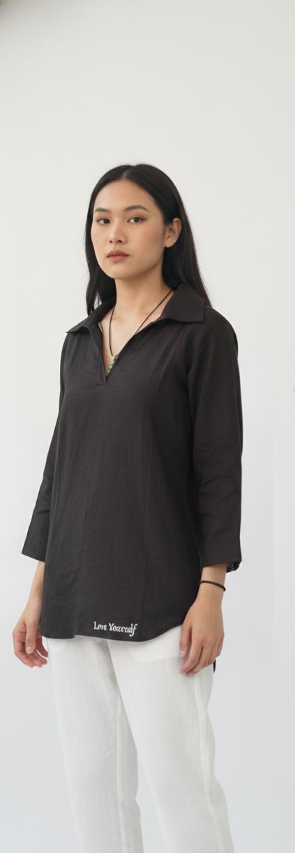 Black Linen “Love Yourself” Shirt